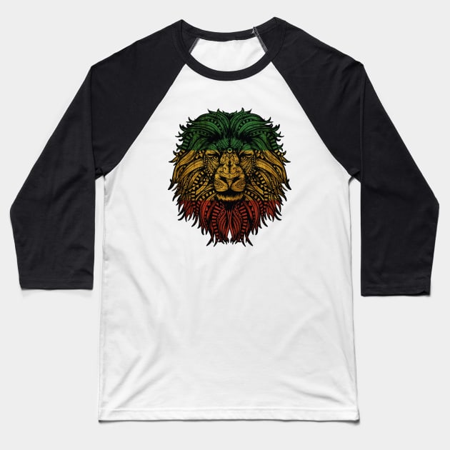 Rasta Lion Roots Rock Reggae Baseball T-Shirt by UNDERGROUNDROOTS